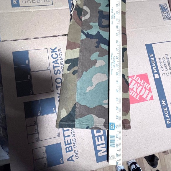 THRT Patchwork Cargo Pants Camo Leopard Print Distressed Size 30 - Picture 8 of 11
